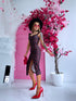 "RUBY FLOWER SORBET 89" midi kleita - sarkana ar melnu
